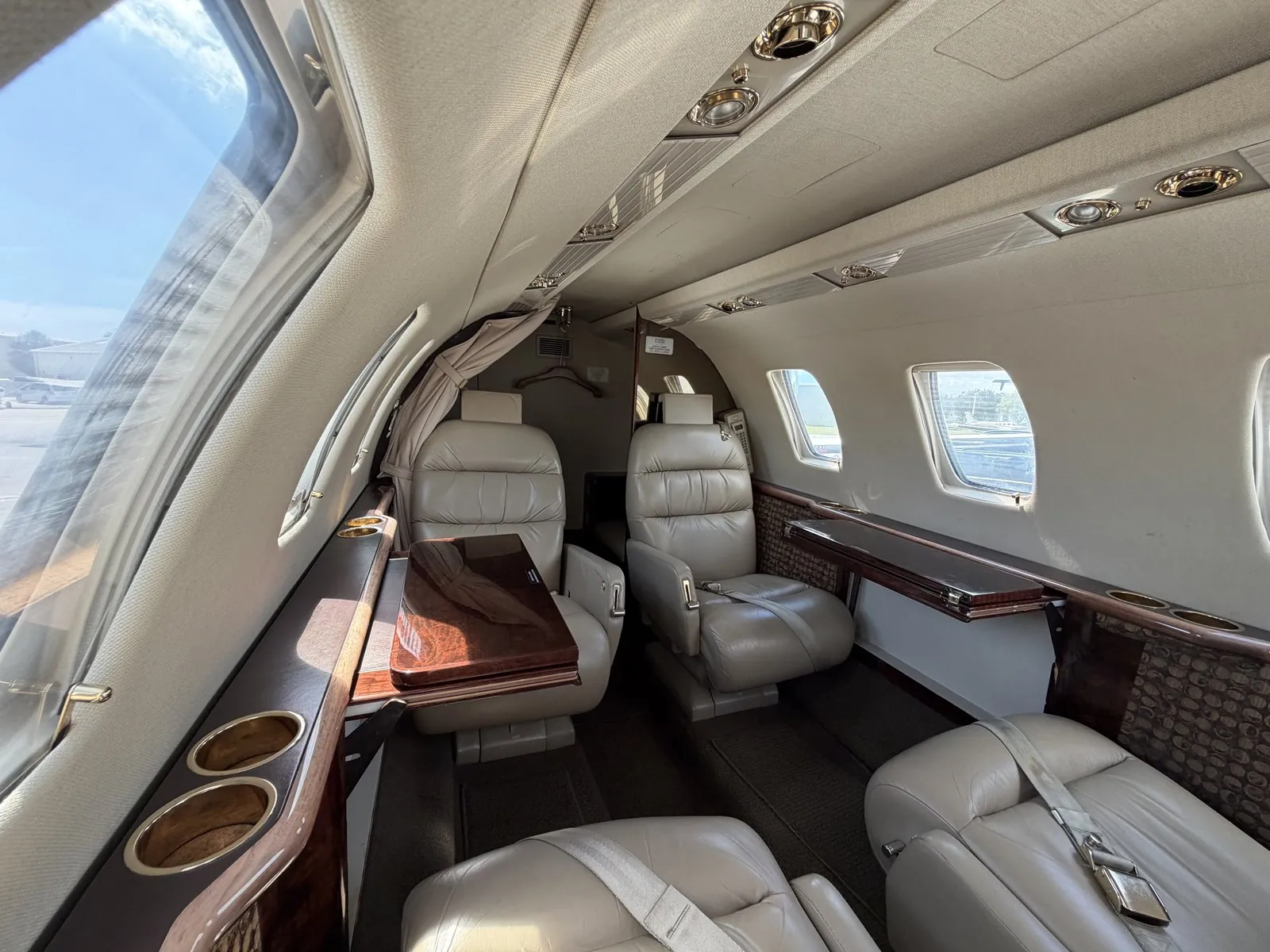 The CJ1’s four-seat leather club section