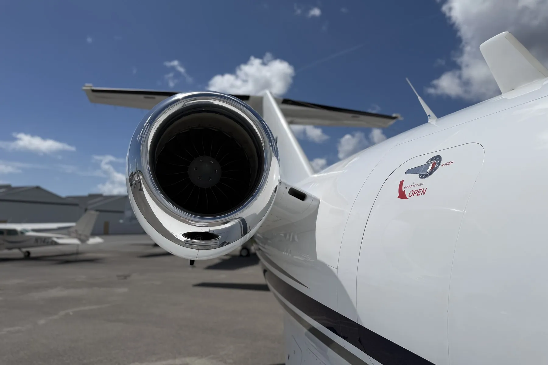 Close view of the CJ1’s engine inlet